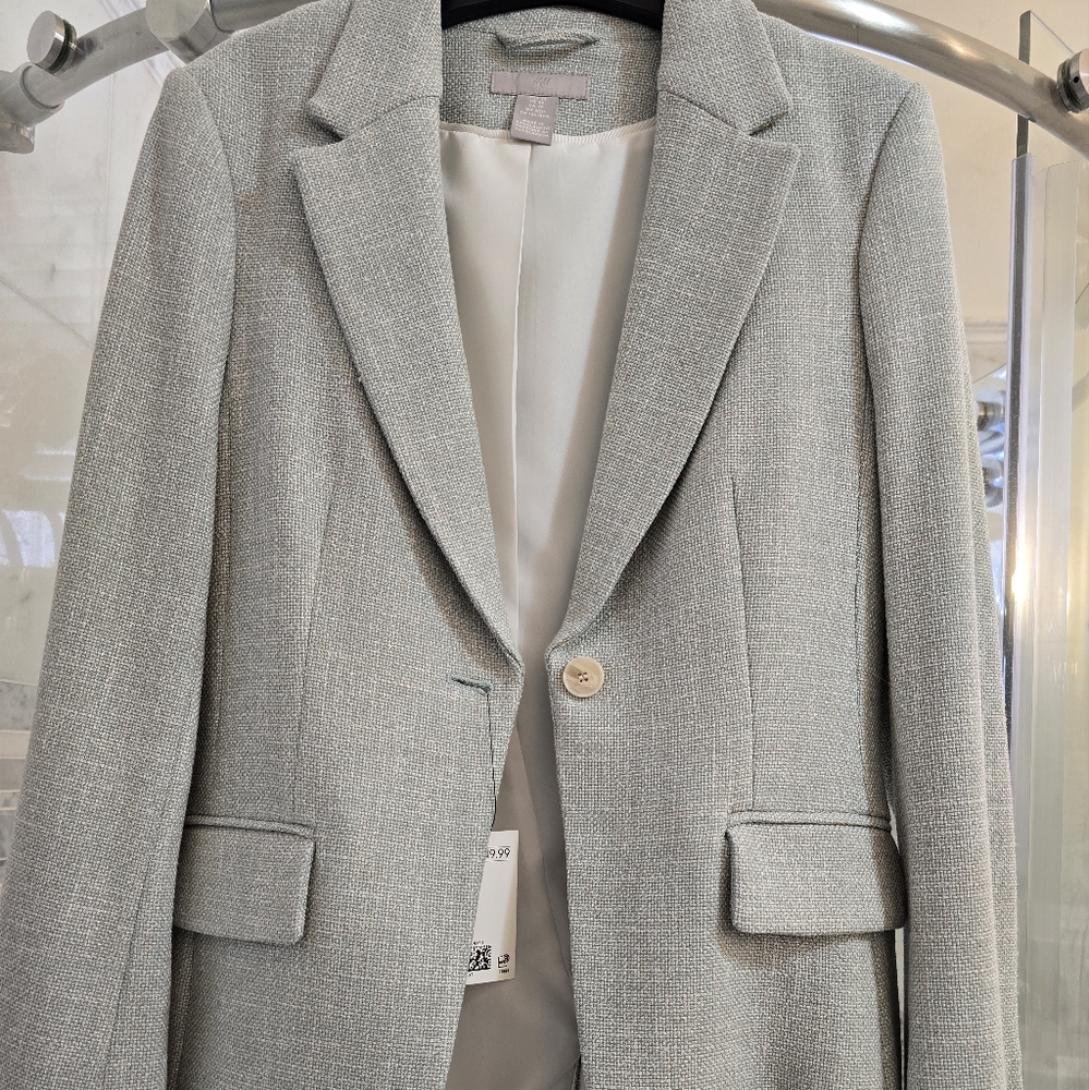 H&M Green Textured / Tweed Blazer XS NWT